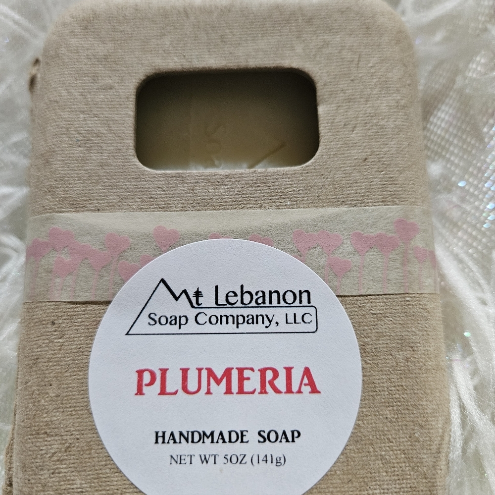 Mt Lebanon Plumeria Handmade Soap - Cream with Pink Accents